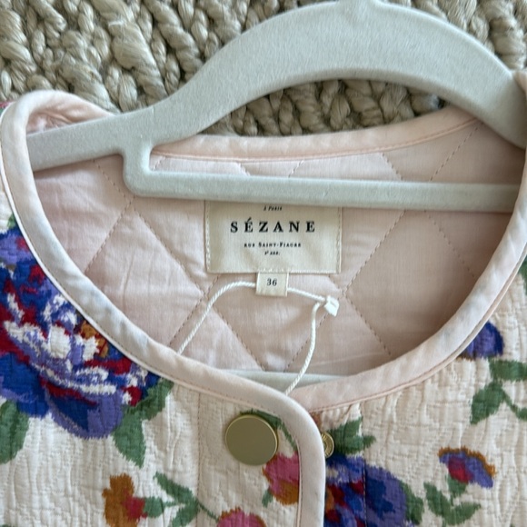 Sezane Floral Cream Jacket with Multicolor Roses - Picture 7 of 7